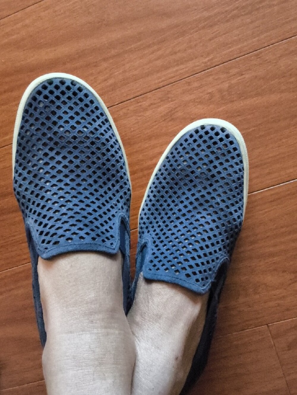 Tory Burch Navy Perforated Slip-On Loafers Suede 8